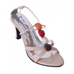 Multi Stone Embellished High Heel Fawn Sandals RG-029